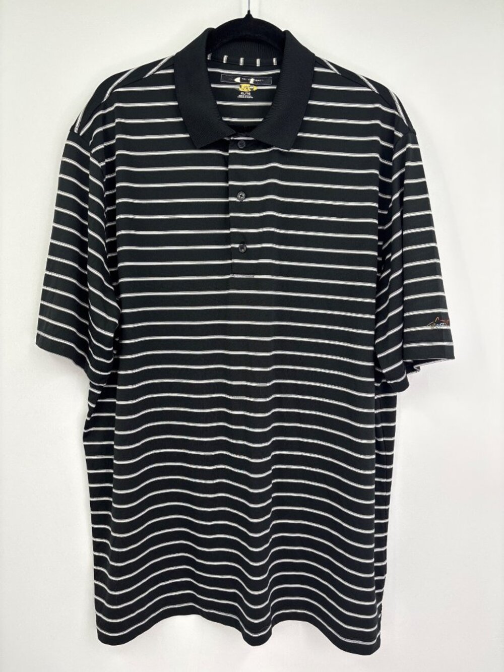 Greg Norman Mens Play Dry Polo Collar Golf Shirt Striped Black XL